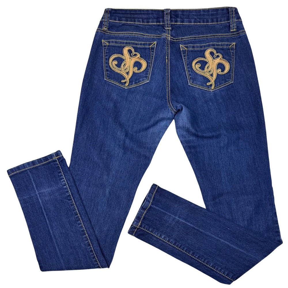 South Pole Jeans Womens Junior Size 5 Embroidered Gold Logo Stretch Pockets‎ Y2K